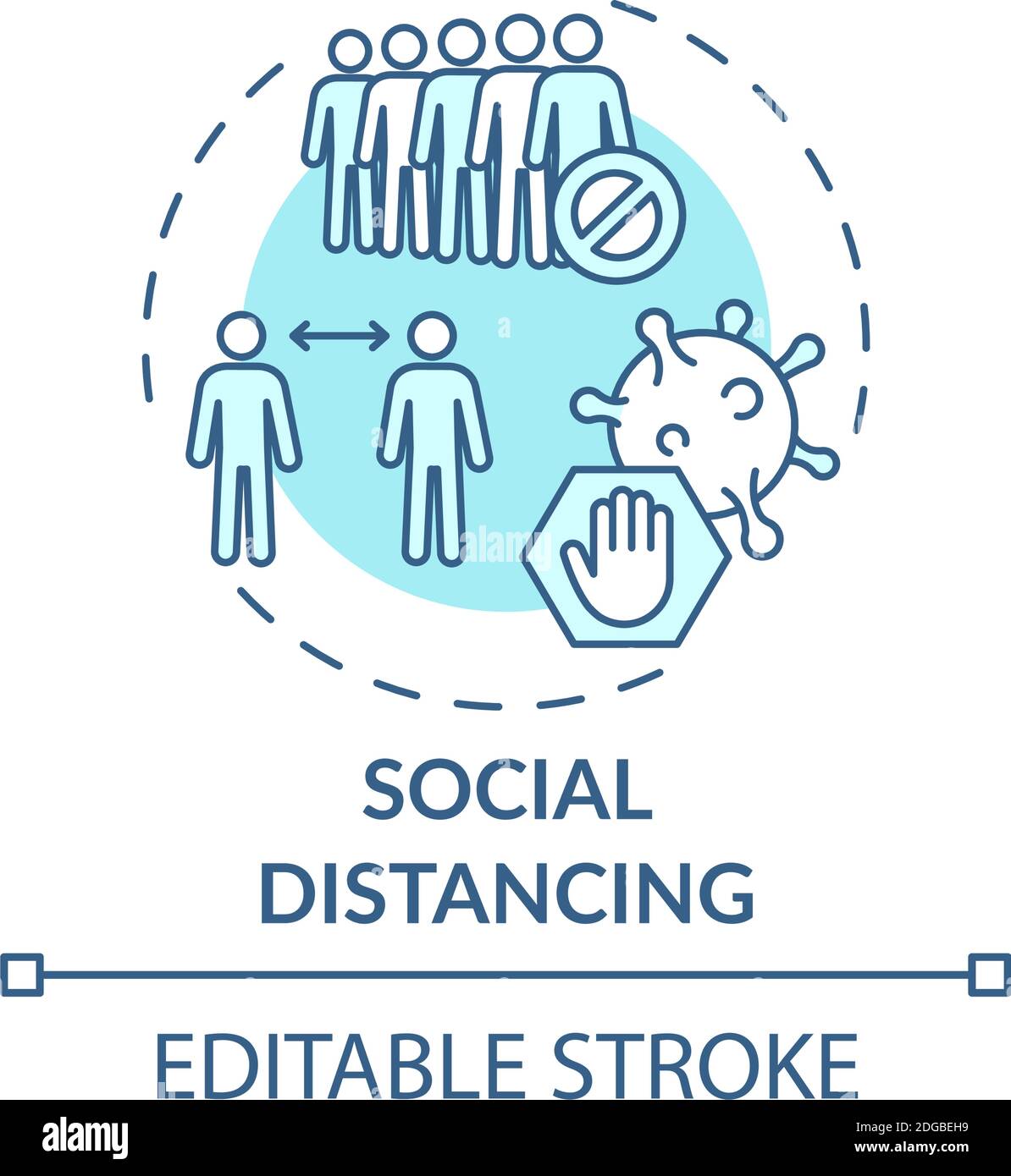 Icône de concept de distance sociale Illustration de Vecteur