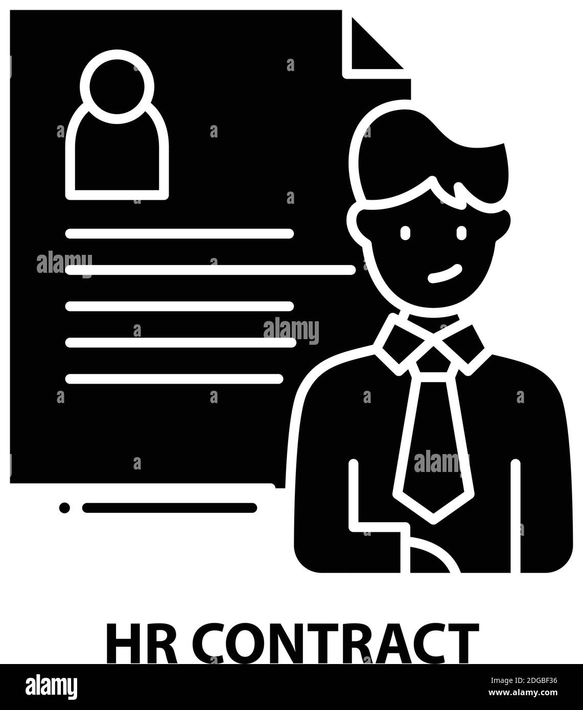 icône de contrat rh, signe vectoriel noir avec traits modifiables, illustration du concept Illustration de Vecteur