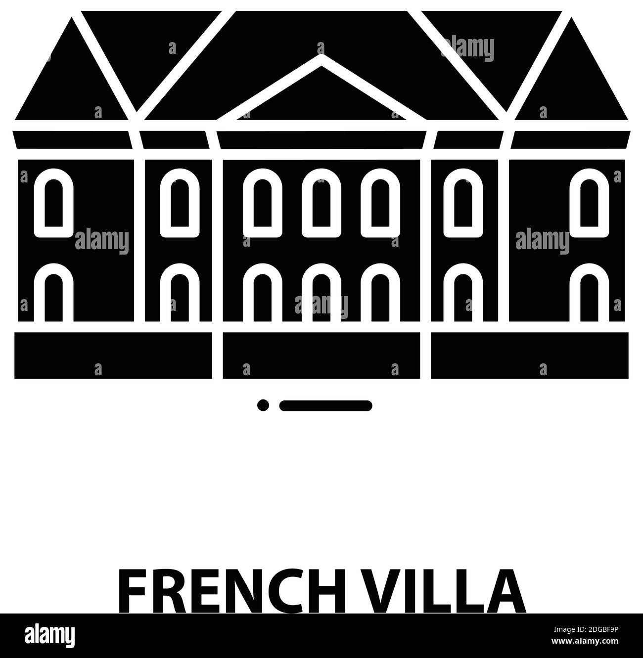 icône de villa française, signe vectoriel noir avec traits modifiables, illustration concept Illustration de Vecteur