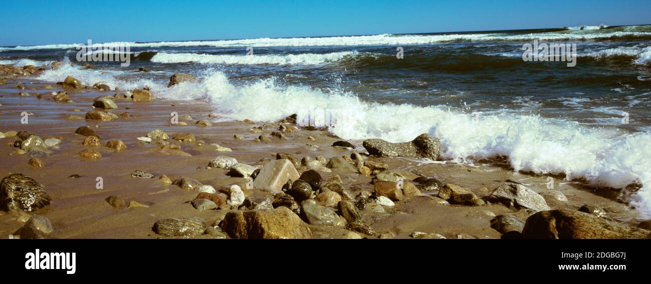 Formations rocheuses sur la côte, Montauk point, Montauk, comté de Suffolk, État de New York, États-Unis Banque D'Images