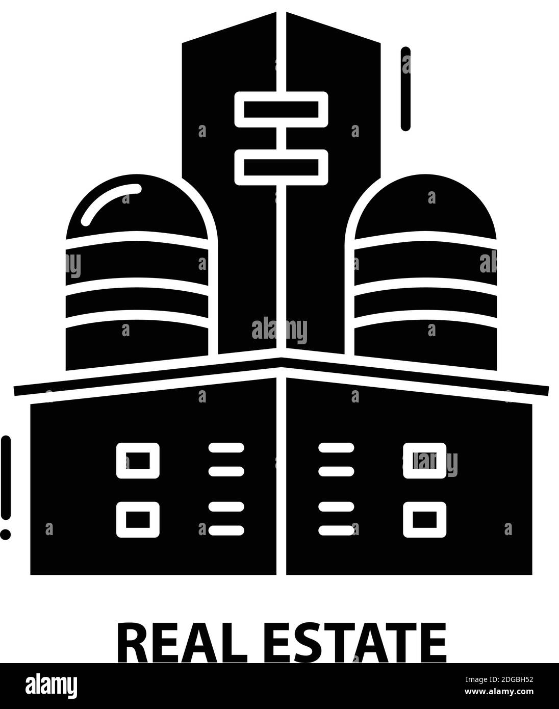 icône de l'immobilier, signe vectoriel noir avec traits modifiables, illustration du concept Illustration de Vecteur