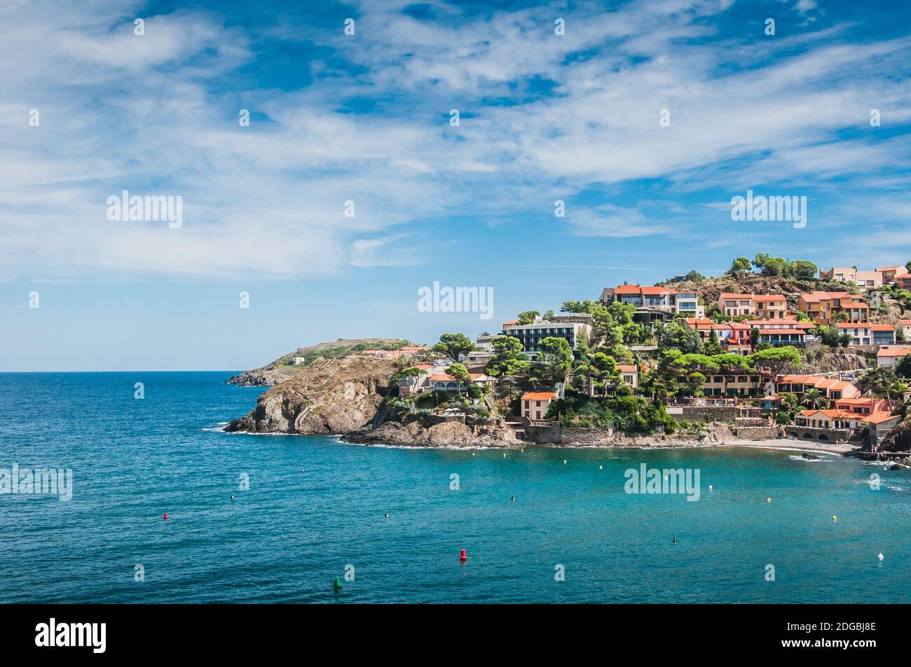 Vue pittoresque sur les rues de Collioure, France Banque D'Images