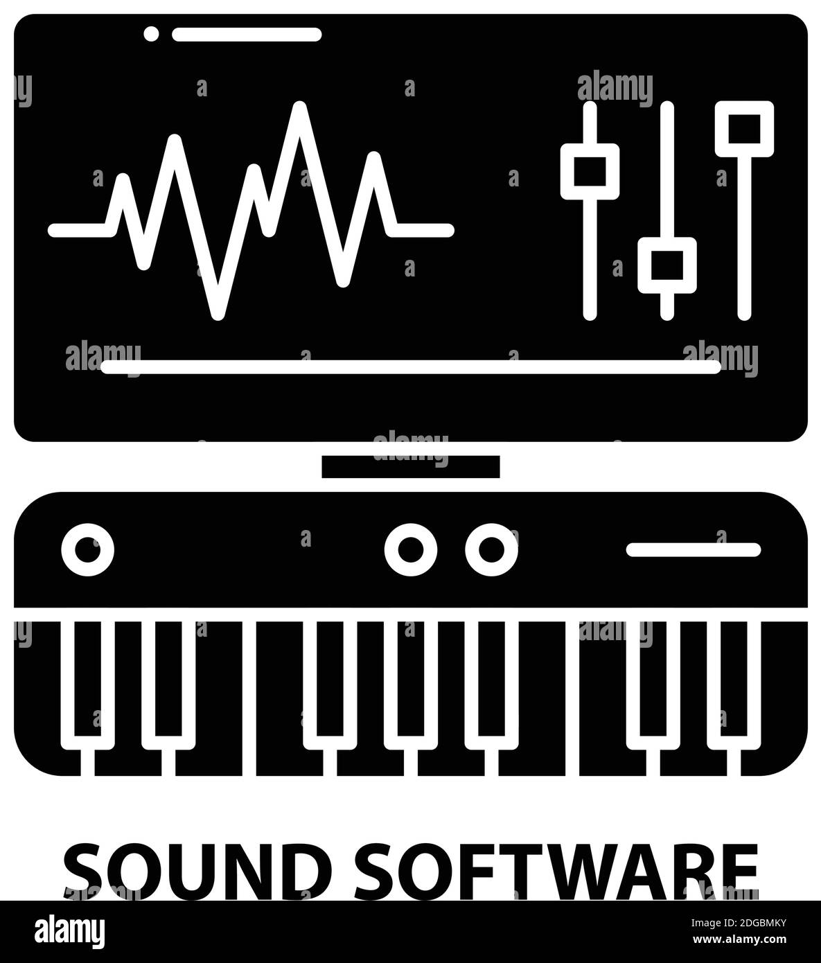icône du logiciel audio, signe vectoriel noir avec traits modifiables, illustration du concept Illustration de Vecteur