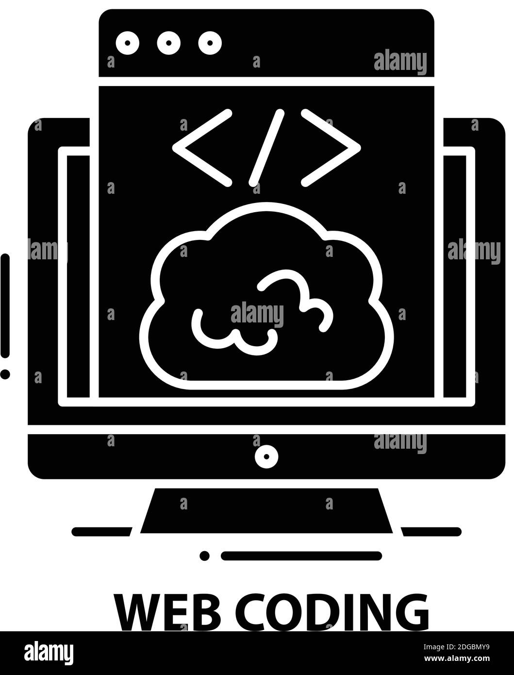 icône de codage web, signe vectoriel noir avec traits modifiables, illustration de concept Illustration de Vecteur