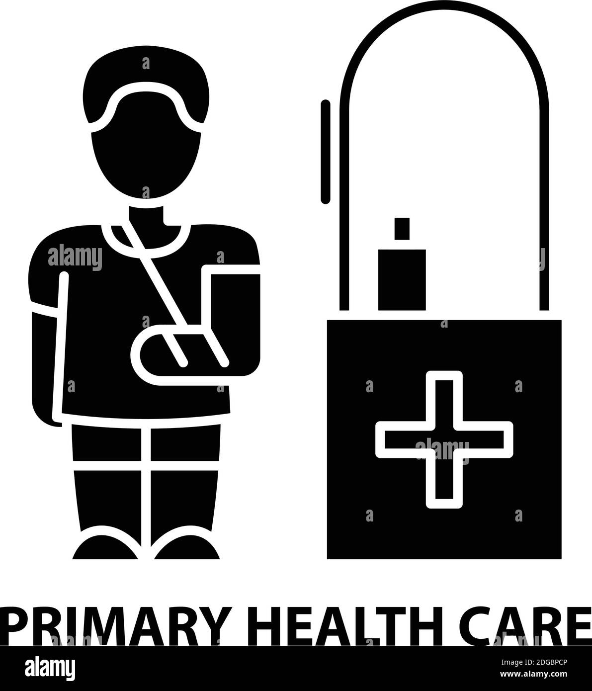 icône de soins de santé primaires, signe vectoriel noir avec traits modifiables, illustration du concept Illustration de Vecteur