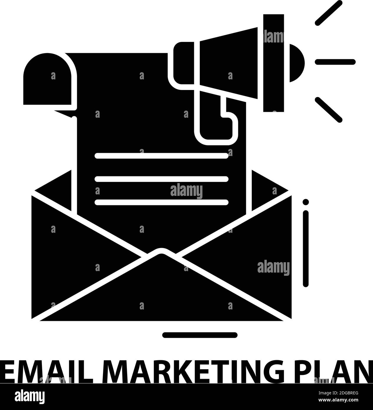 icône de plan marketing par e-mail, signe vectoriel noir avec traits modifiables, illustration du concept Illustration de Vecteur