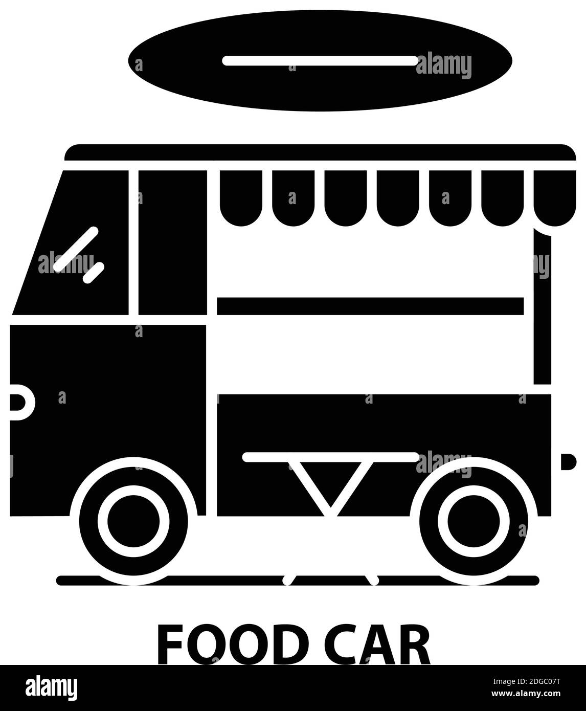 icône de voiture alimentaire, signe vectoriel noir avec traits modifiables, illustration du concept Illustration de Vecteur