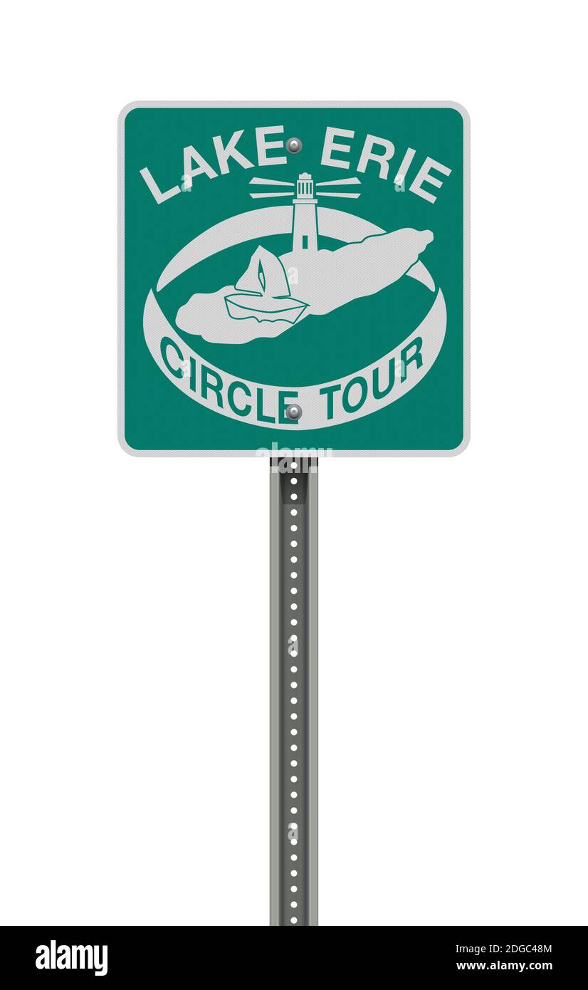 Illustration vectorielle de la route verte du Lake Erie Circle Tour signe Illustration de Vecteur