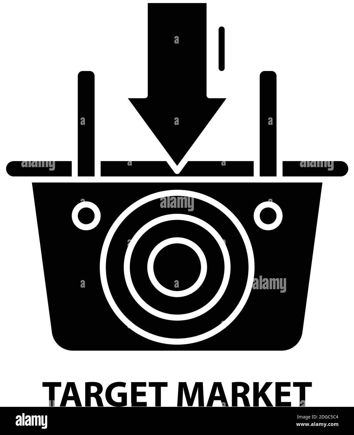 icône du marché cible, signe vectoriel noir avec traits modifiables, illustration du concept Illustration de Vecteur