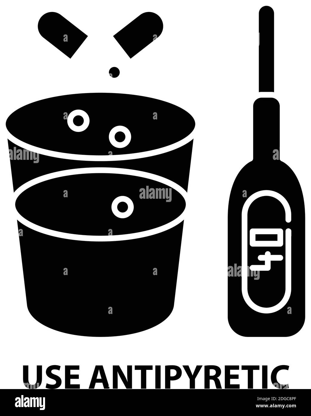 utilisez l'icône antipyrétique, le signe vectoriel noir avec des traits modifiables, illustration de concept Illustration de Vecteur