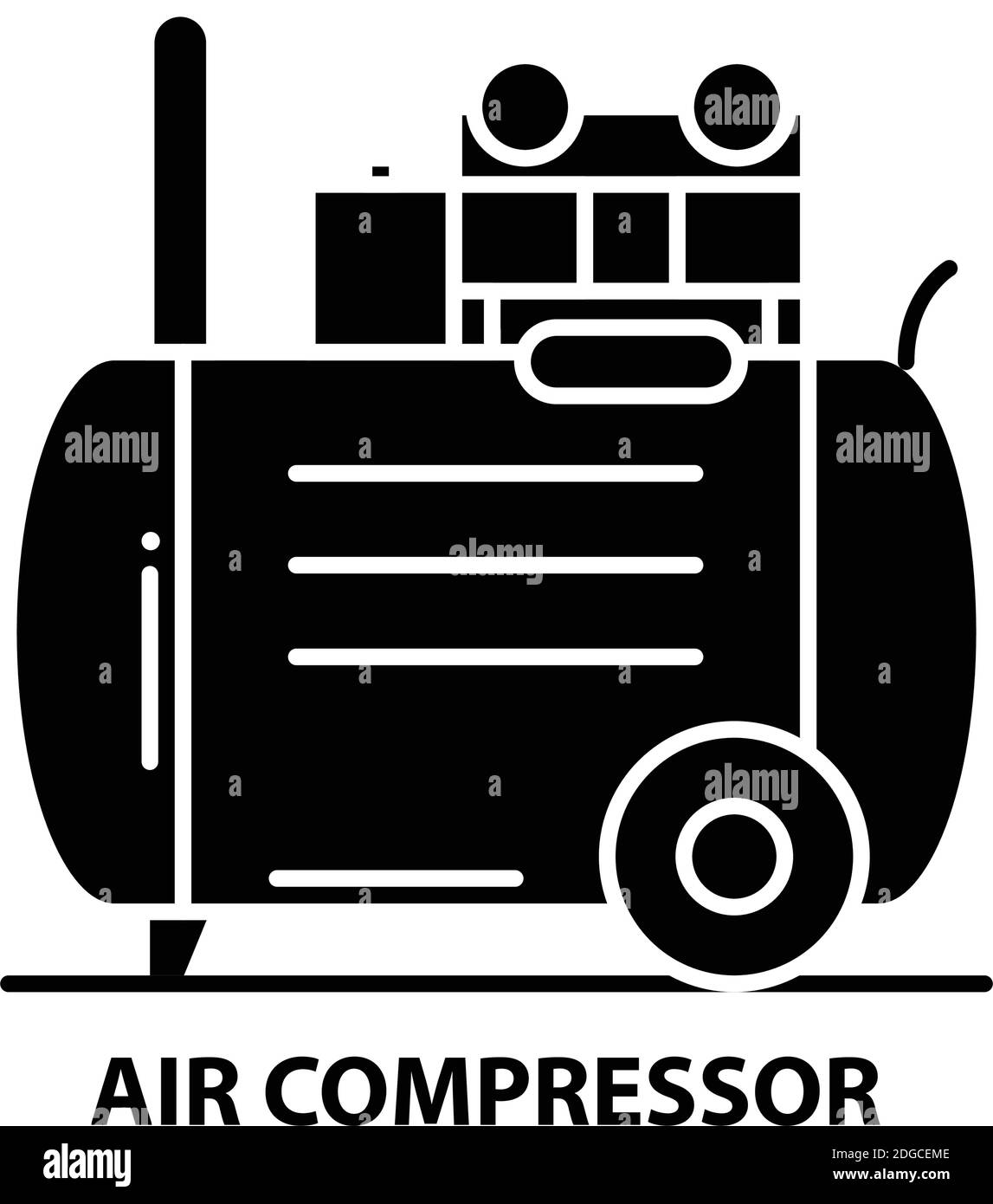 icône du compresseur d'air, signe vectoriel noir avec traits modifiables, illustration du concept Illustration de Vecteur