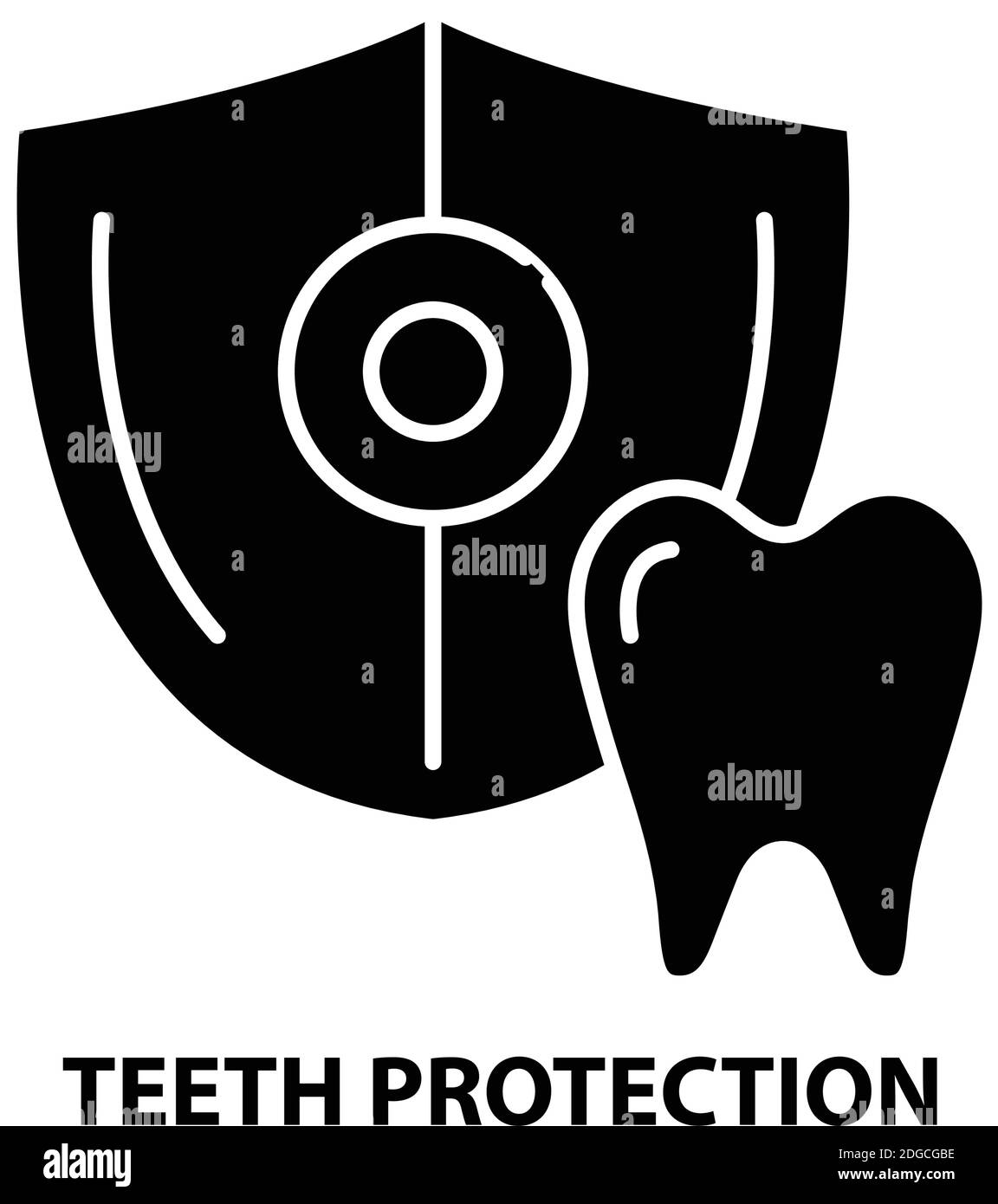 icône de protection des dents, signe vectoriel noir avec traits modifiables, illustration du concept Illustration de Vecteur