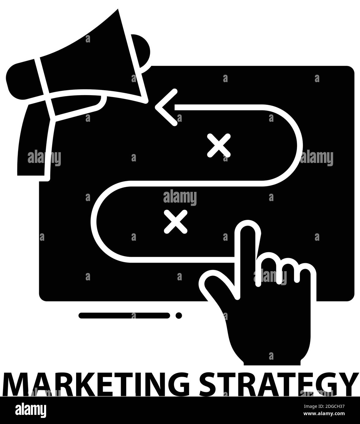 icône de stratégie marketing, signe vectoriel noir avec traits modifiables, illustration de concept Illustration de Vecteur