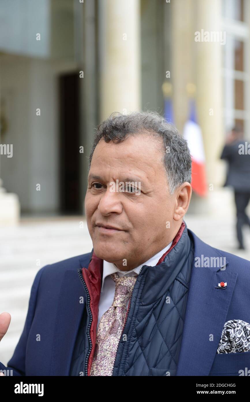 Président de la Fondation nationale des musées au Maroc, Mehdi Qotbi après une rencontre avec le roi du Maroc et le président français à l'Elysée Palace à Paris, France, le 02 mai 2017. Photo par Ammar Abd Rabbo/ABACAPRESS.COM Banque D'Images