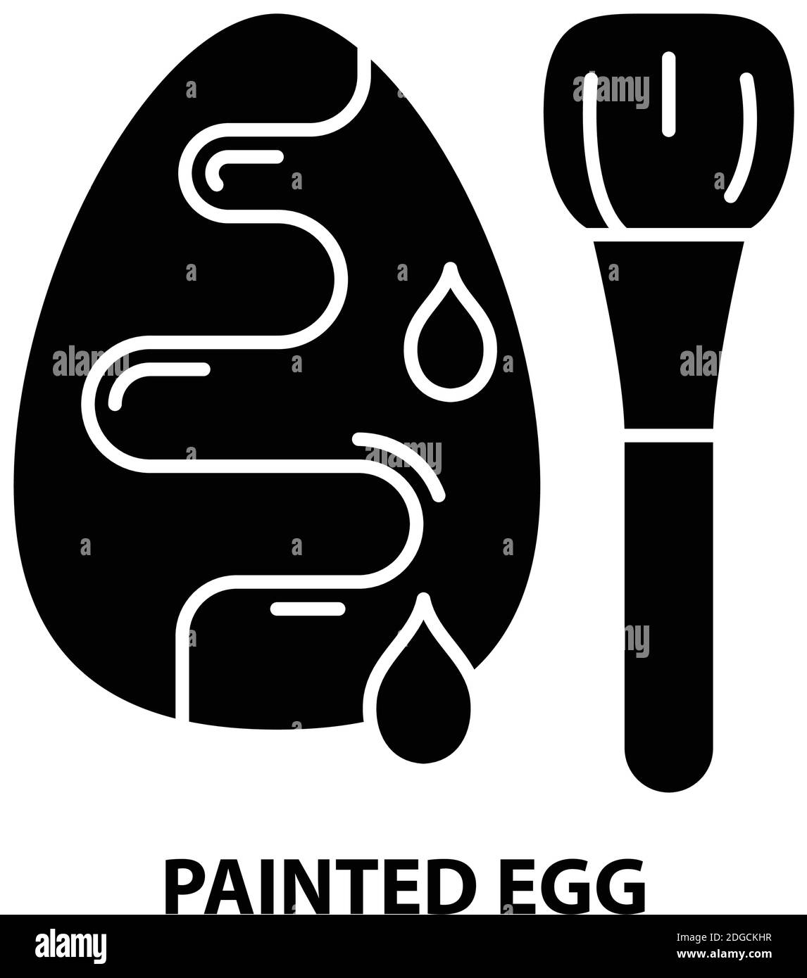 icône en forme d'œuf peint, signe vectoriel noir avec traits modifiables, illustration du concept Illustration de Vecteur
