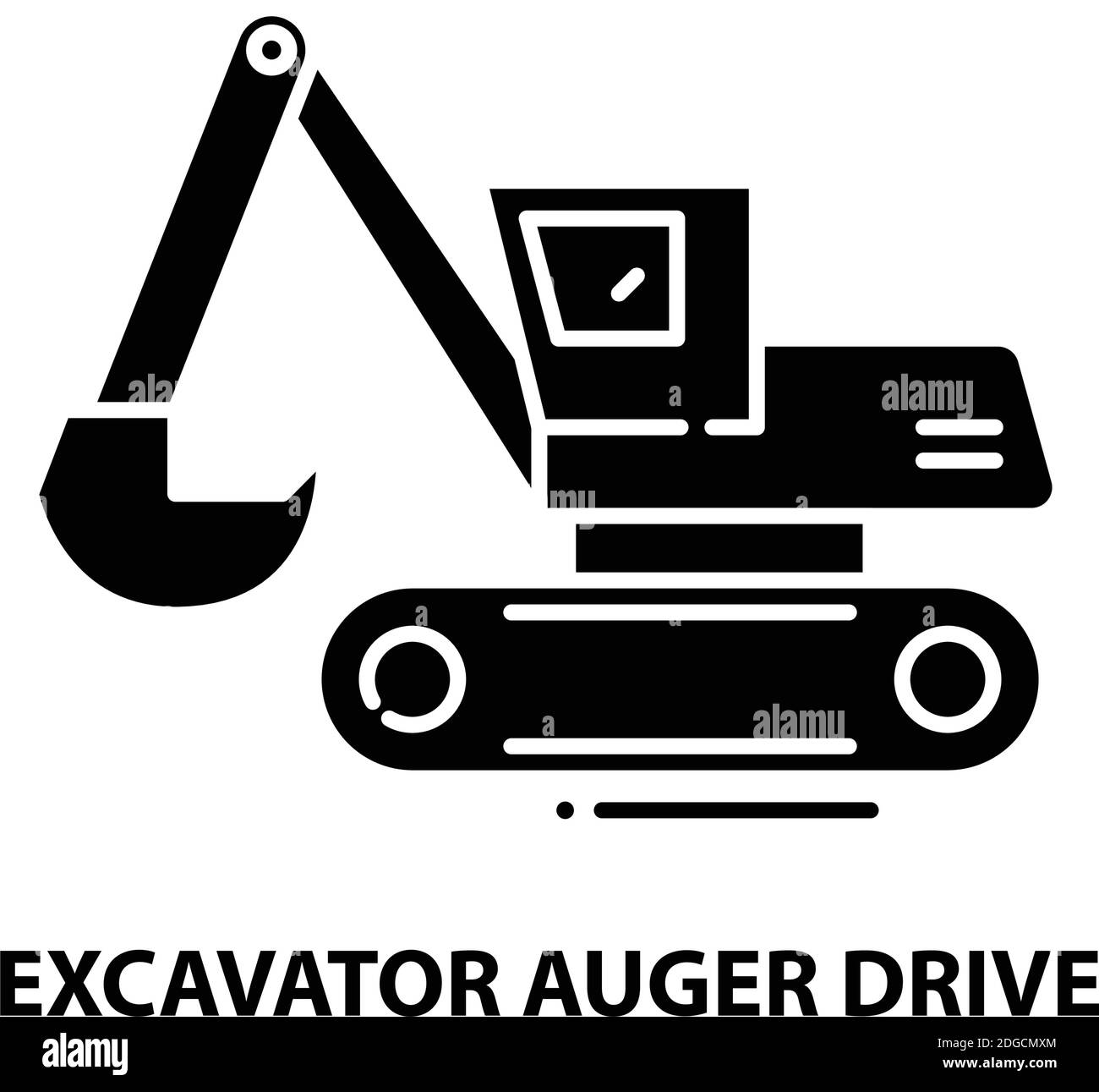 icône d'entraînement de la vis de vidange de l'excavatrice, signe vectoriel noir avec traits modifiables, illustration du concept Illustration de Vecteur