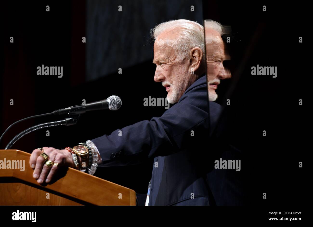 L'astronaute Gemini XII et Apollo XI Buzz Aldrin parle lors du Sommet humain 2 Mars à l'Université George Washington, DC, le 9 mai 2017. Photo par Olivier Douliery/Abaca Banque D'Images