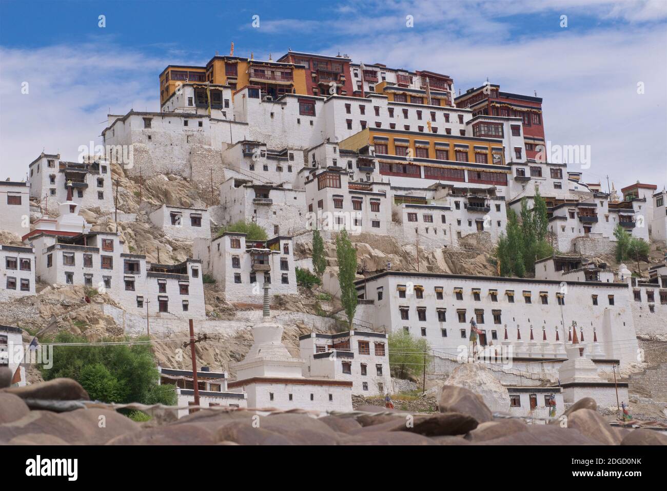 Thikse Gompa (monastère) domine le paysage environnant. Ladakh, Jammu-et-Cachemire, nord de l'Inde Banque D'Images