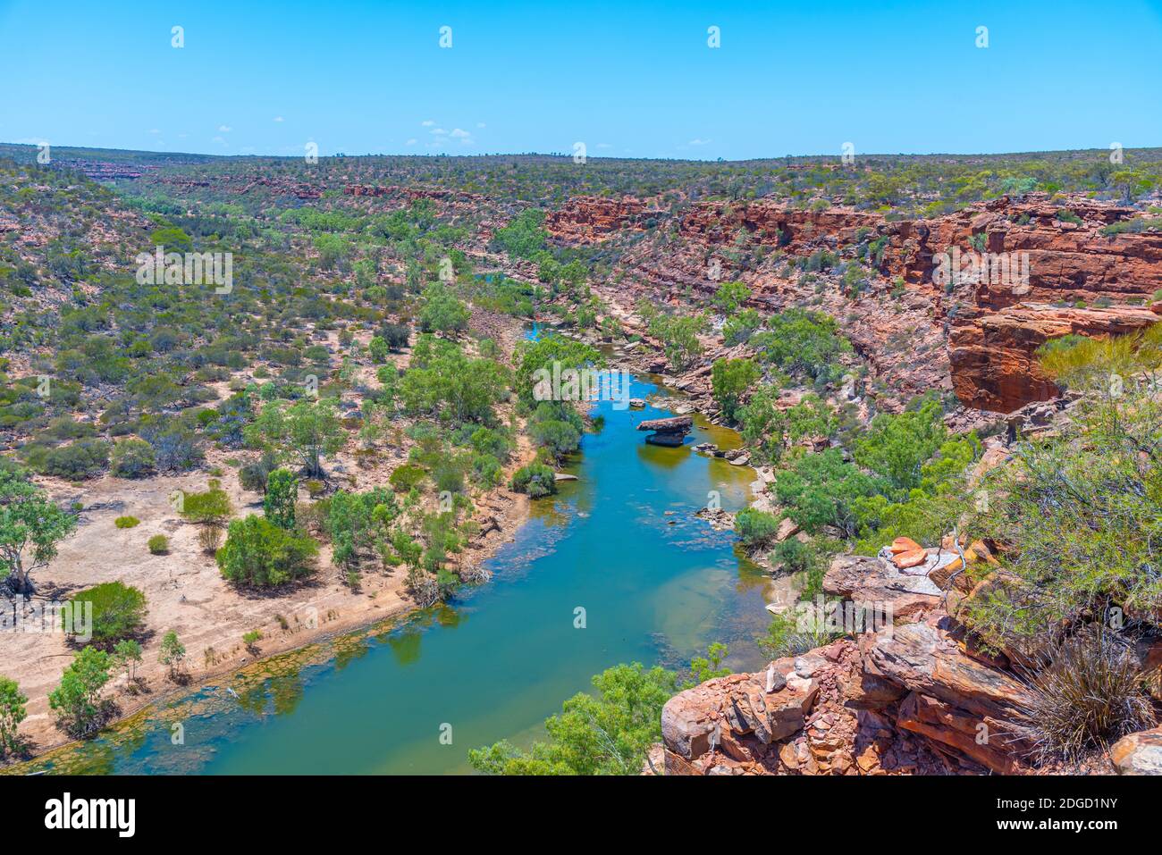 Rivière Murchison traversant le parc national de Kalbarri en Australie guettez les faucons Banque D'Images