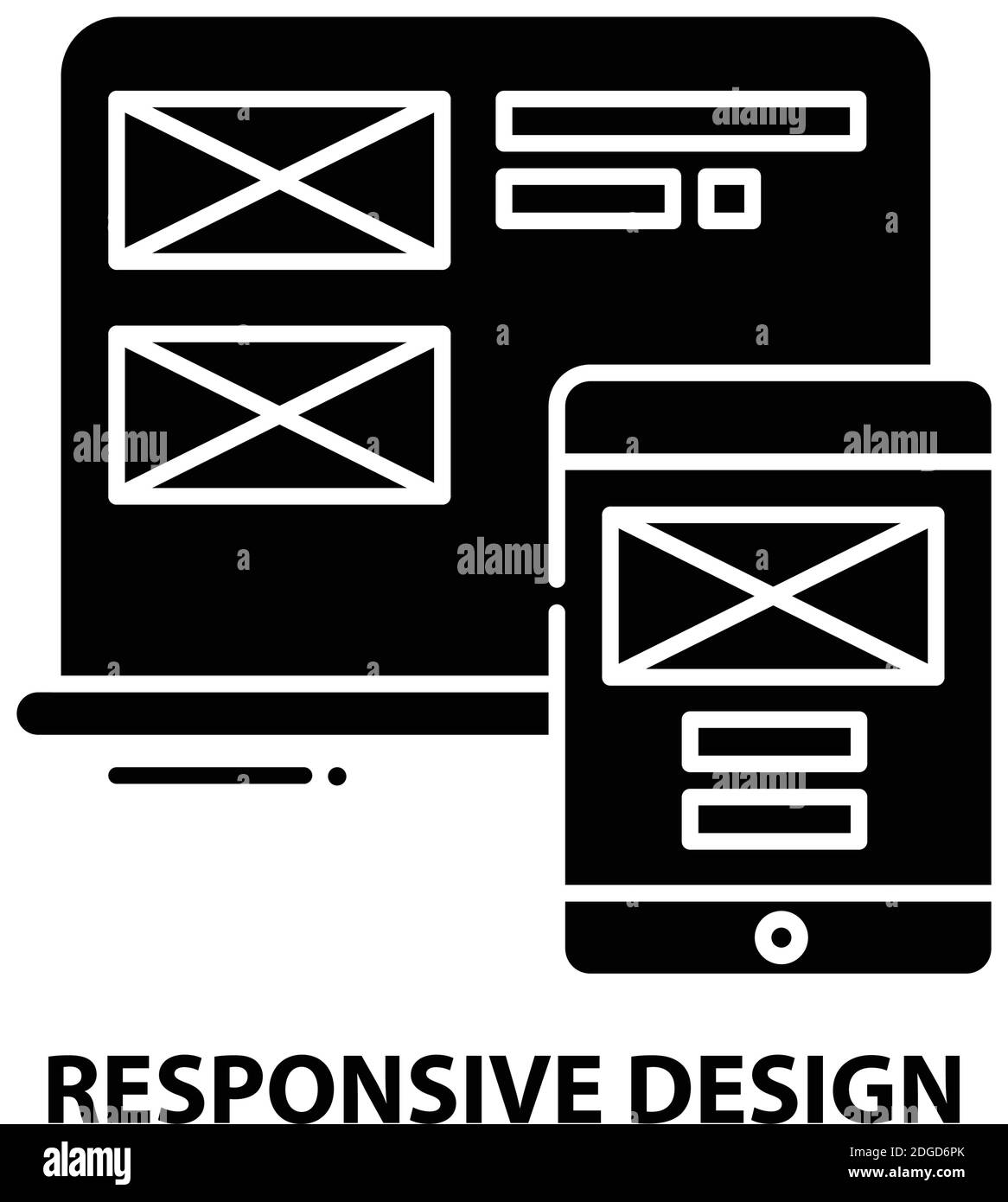 icône de conception réactive, signe vectoriel noir avec traits modifiables, illustration de concept Illustration de Vecteur