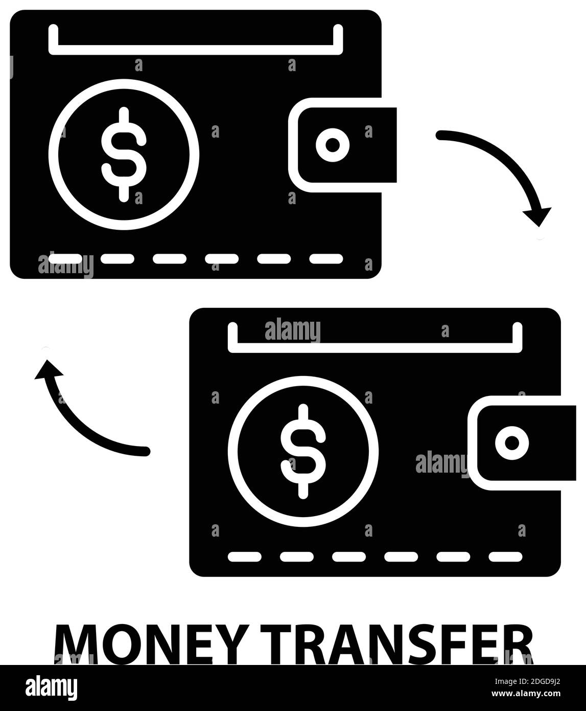 icône de transfert d'argent, signe vectoriel noir avec traits modifiables, illustration du concept Illustration de Vecteur