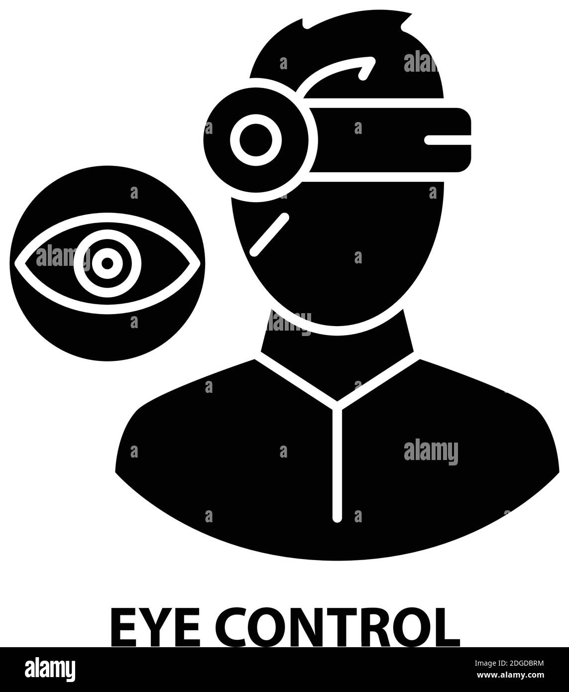 icône de contrôle des yeux, signe vectoriel noir avec traits modifiables, illustration de concept Illustration de Vecteur