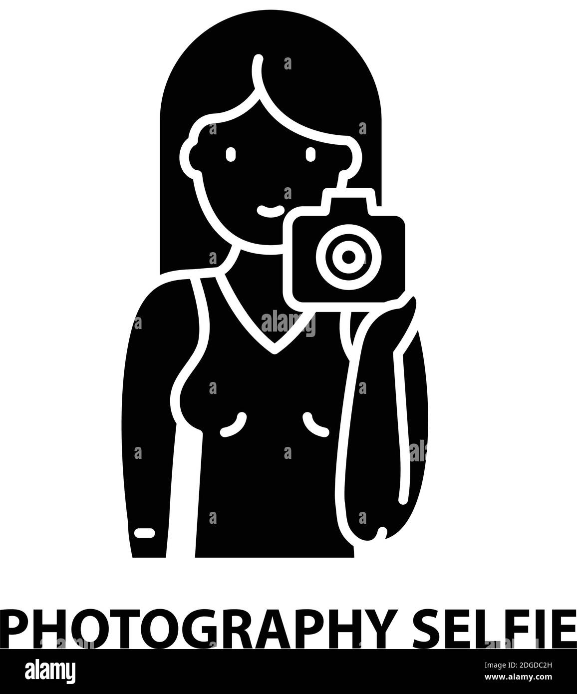 icône de selfie photographique, signe vectoriel noir avec traits modifiables, illustration de concept Illustration de Vecteur