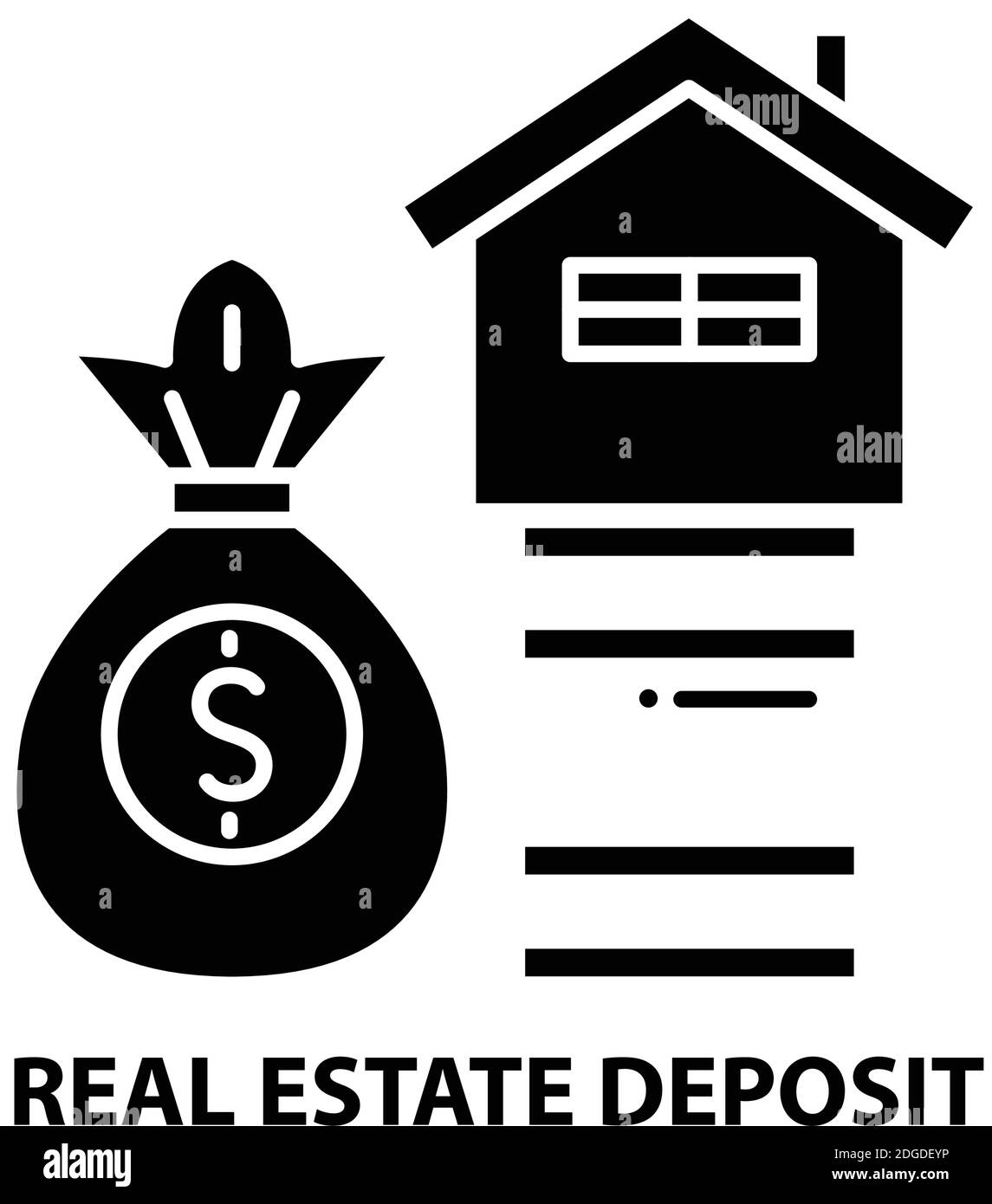 icône de dépôt immobilier, signe vectoriel noir avec traits modifiables, illustration de concept Illustration de Vecteur