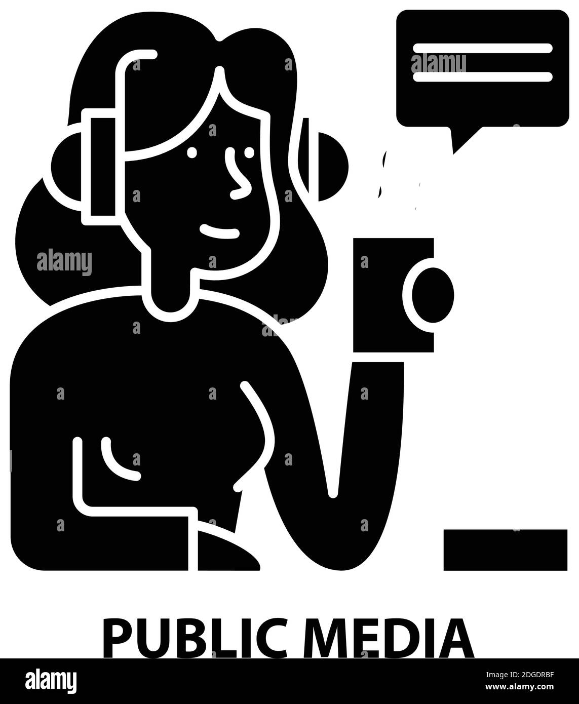 icône de média public, signe vectoriel noir avec traits modifiables, illustration de concept Illustration de Vecteur