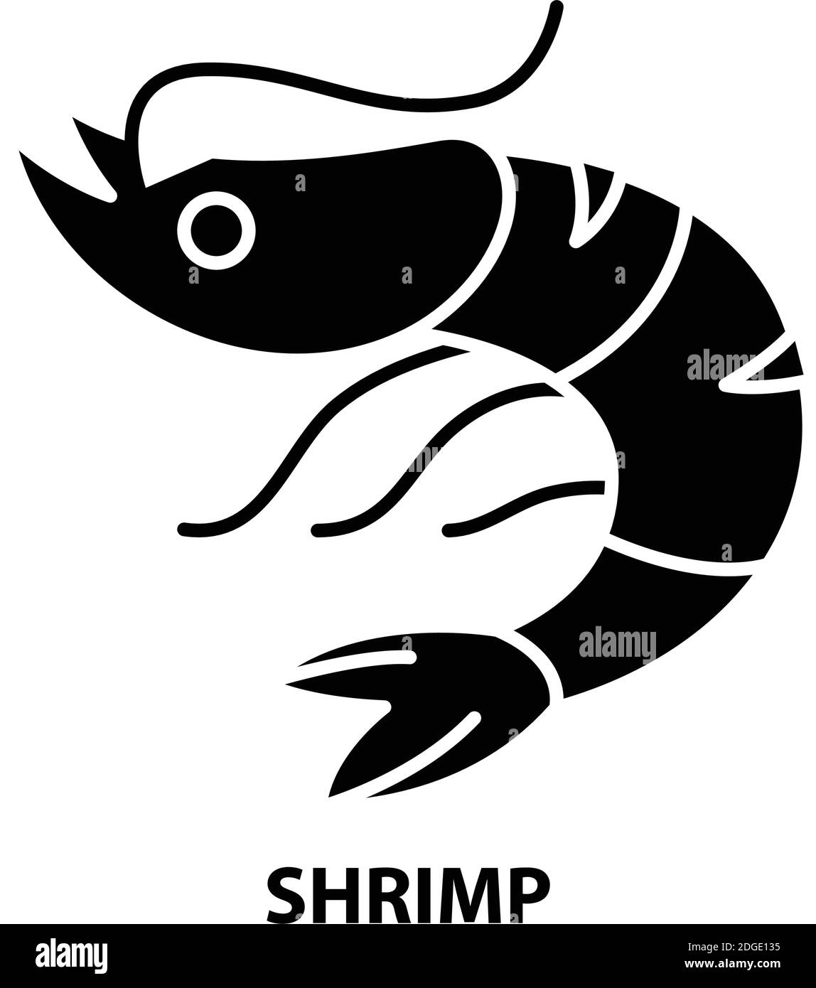 icône de symbole de crevette, signe vectoriel noir avec traits modifiables, illustration de concept Illustration de Vecteur