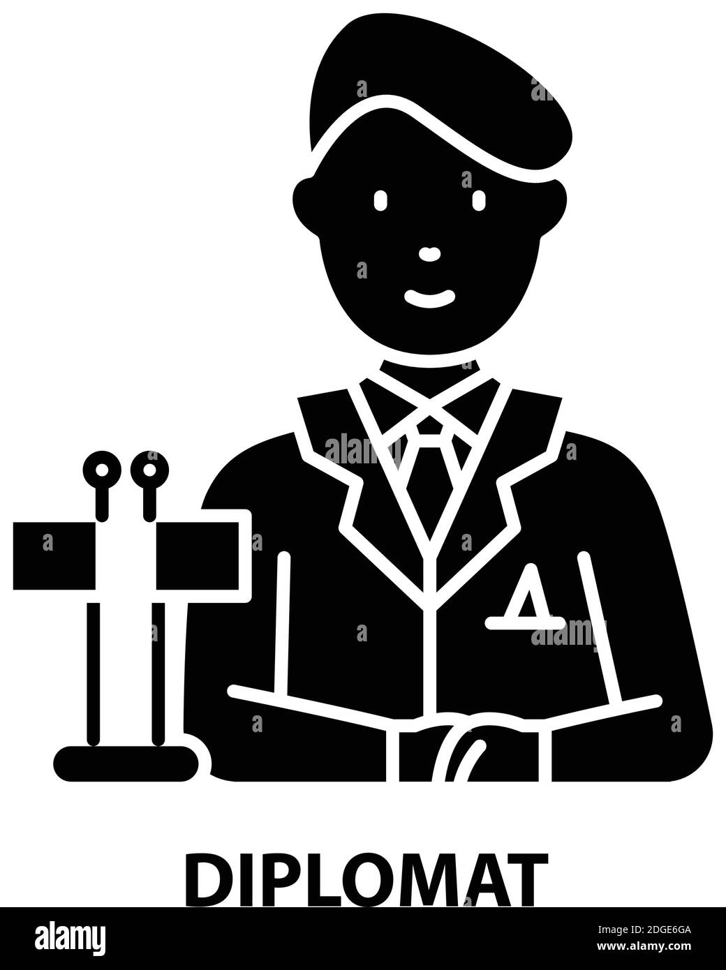 icône diplomat, signe vectoriel noir avec traits modifiables, illustration de concept Illustration de Vecteur