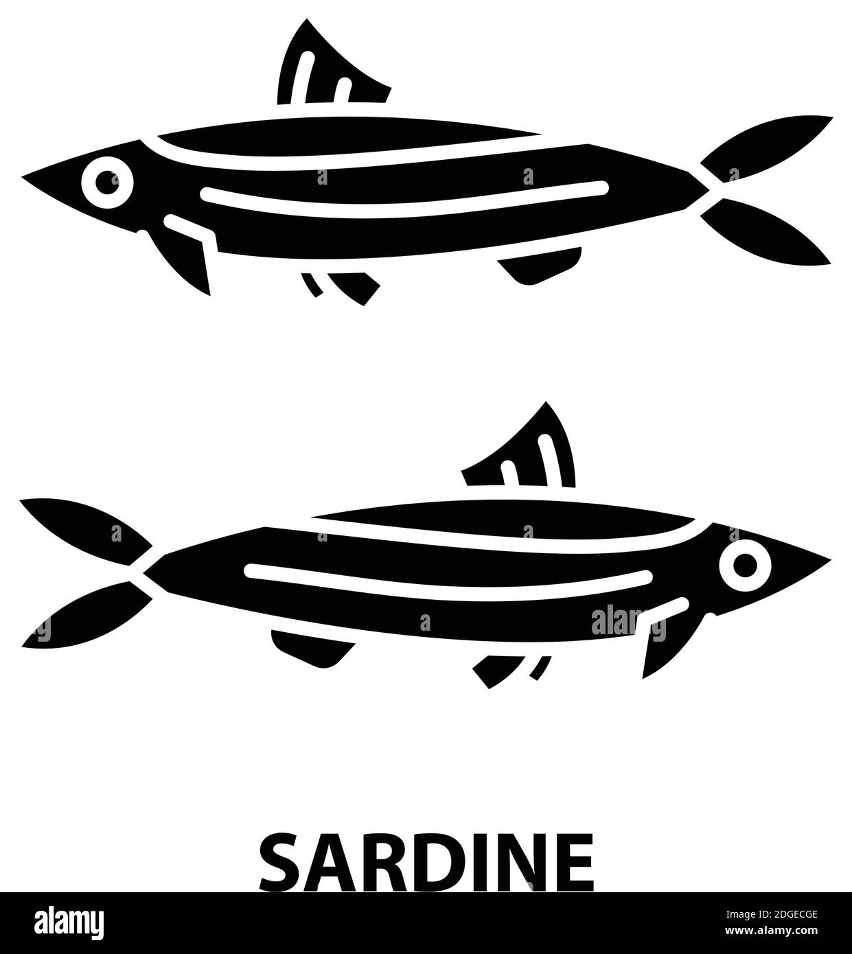 icône sardine, signe vectoriel noir avec traits modifiables, illustration de concept Illustration de Vecteur