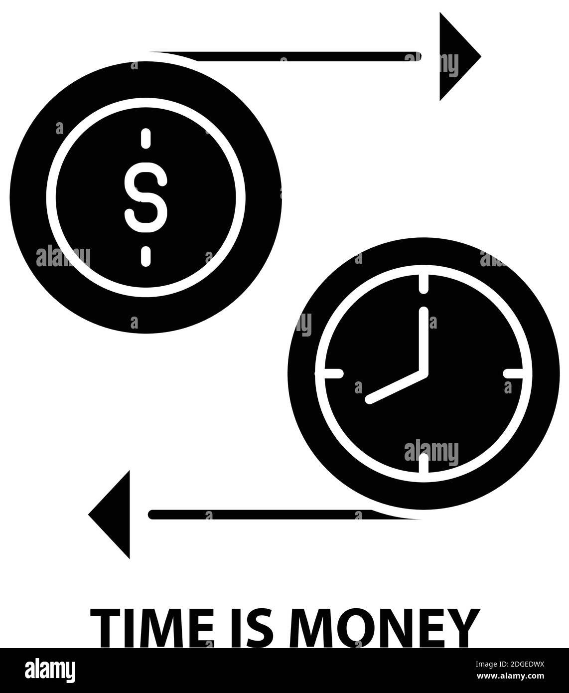 icône time is money, signe vectoriel noir avec traits modifiables, illustration de concept Illustration de Vecteur