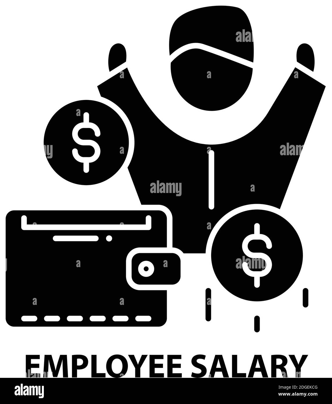 icône de salaire de l'employé, signe vectoriel noir avec traits modifiables, illustration du concept Illustration de Vecteur