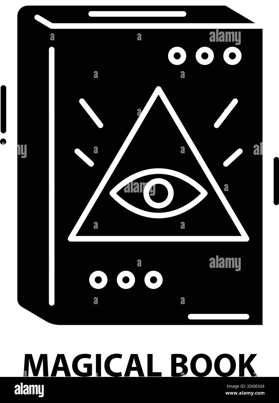 icône de livre magique, signe vectoriel noir avec traits modifiables, illustration de concept Illustration de Vecteur