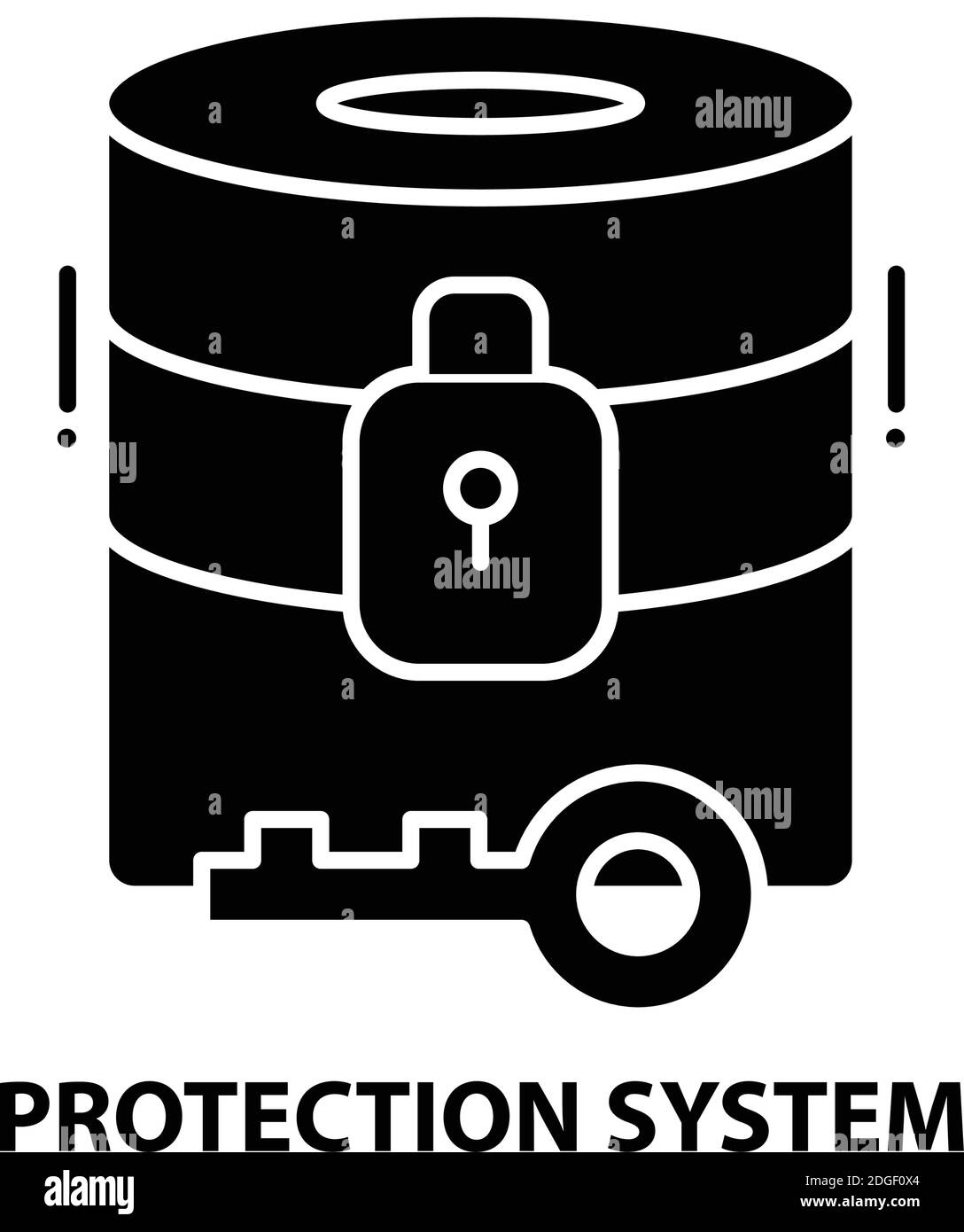 icône du système de protection, signe vectoriel noir avec traits modifiables, illustration du concept Illustration de Vecteur