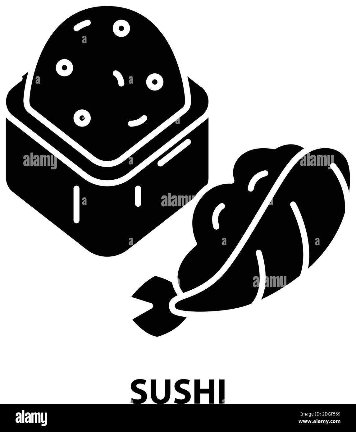 icône du signe sushi, signe vectoriel noir avec traits modifiables, illustration du concept Illustration de Vecteur