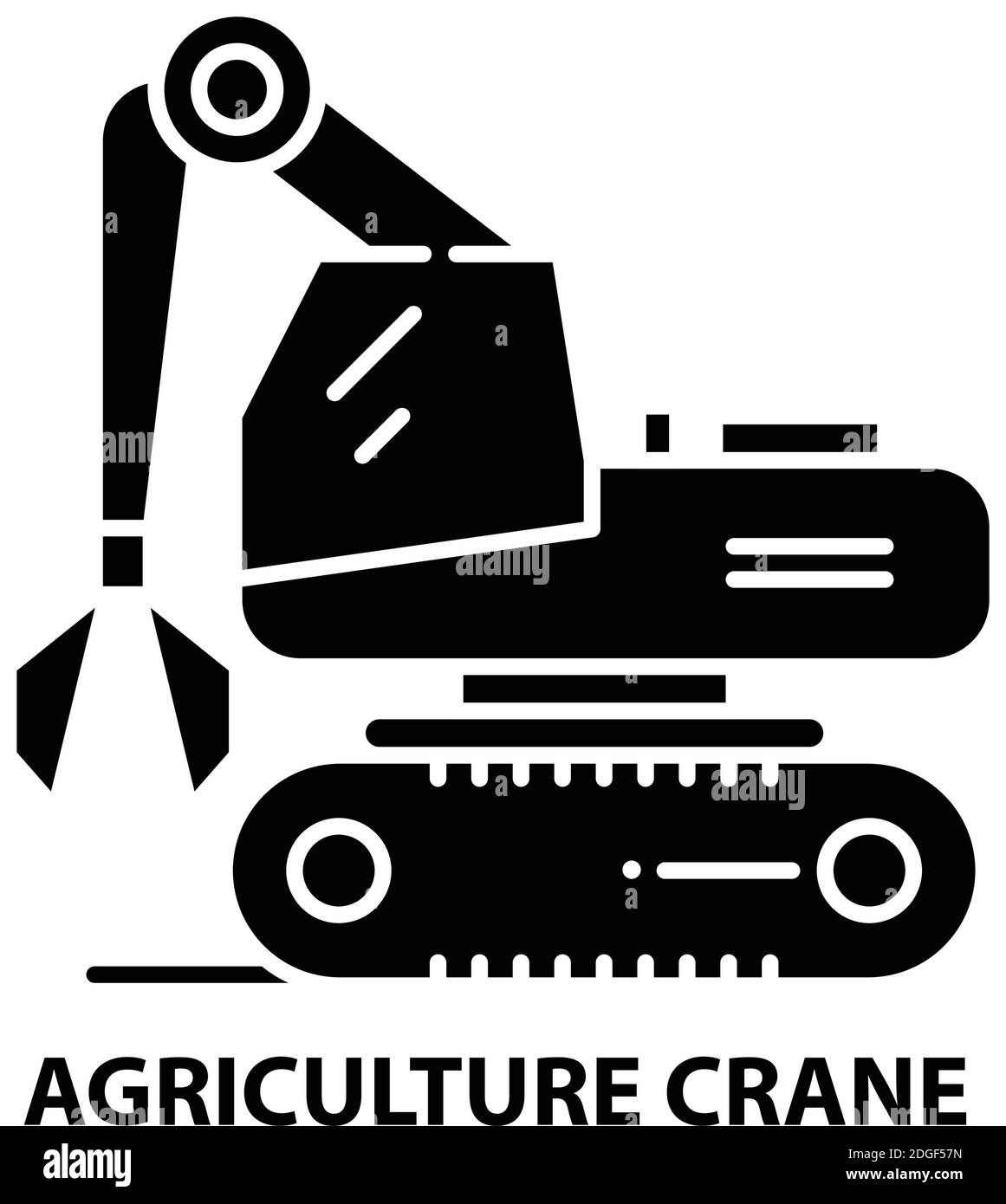 icône de grue agricole, signe vectoriel noir avec traits modifiables, illustration du concept Illustration de Vecteur