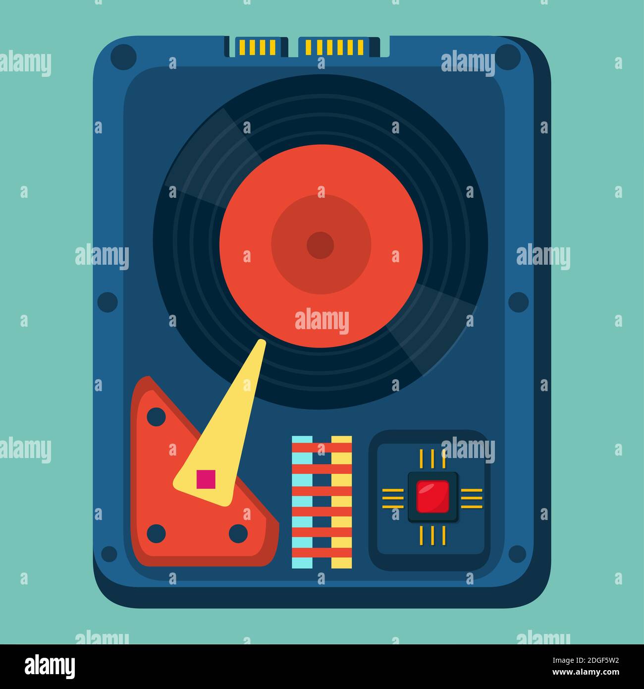 illustration vectorielle du disque dur de l'ordinateur de style plat Illustration de Vecteur