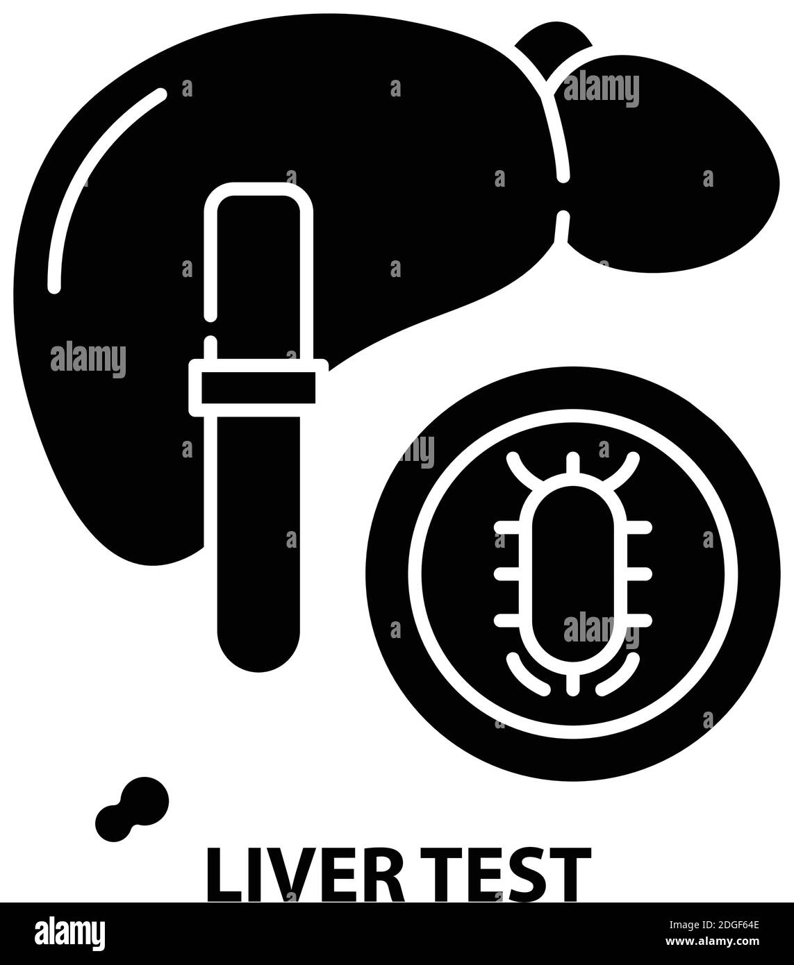 icône de test du foie, signe vectoriel noir avec traits modifiables, illustration du concept Illustration de Vecteur