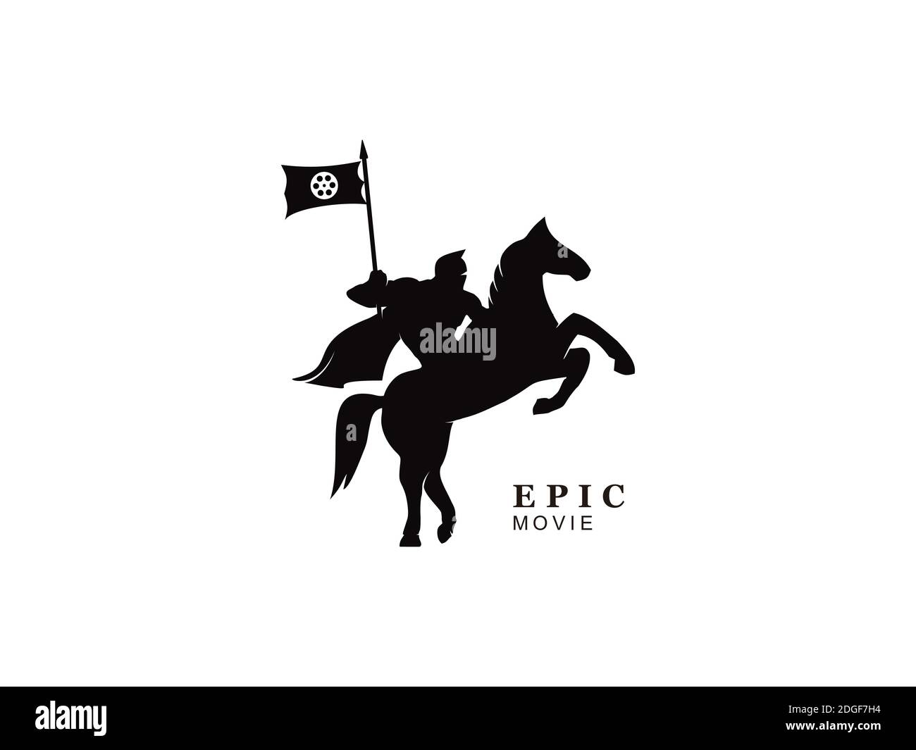 Logo Horse Warrior avec cinéma Illustration de Vecteur