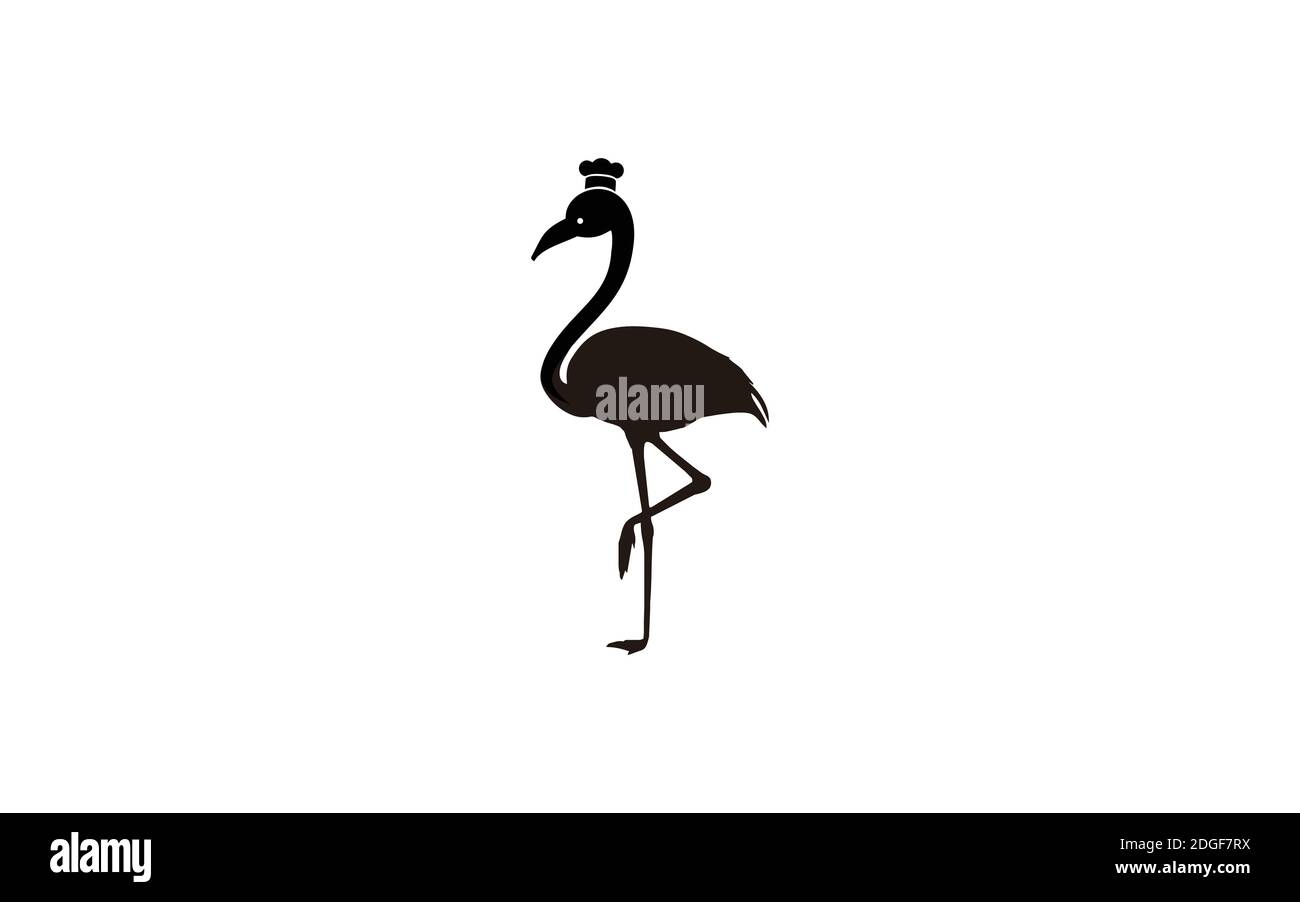 flamingo avec logo représentant un chapeau de chef Illustration de Vecteur