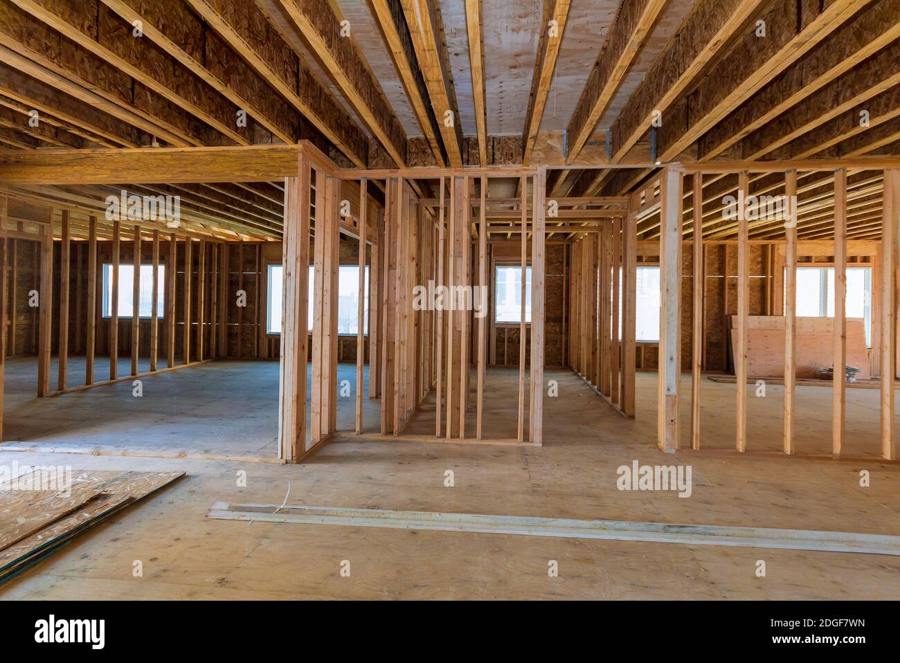 Vue intérieure d'une maison en construction Banque D'Images