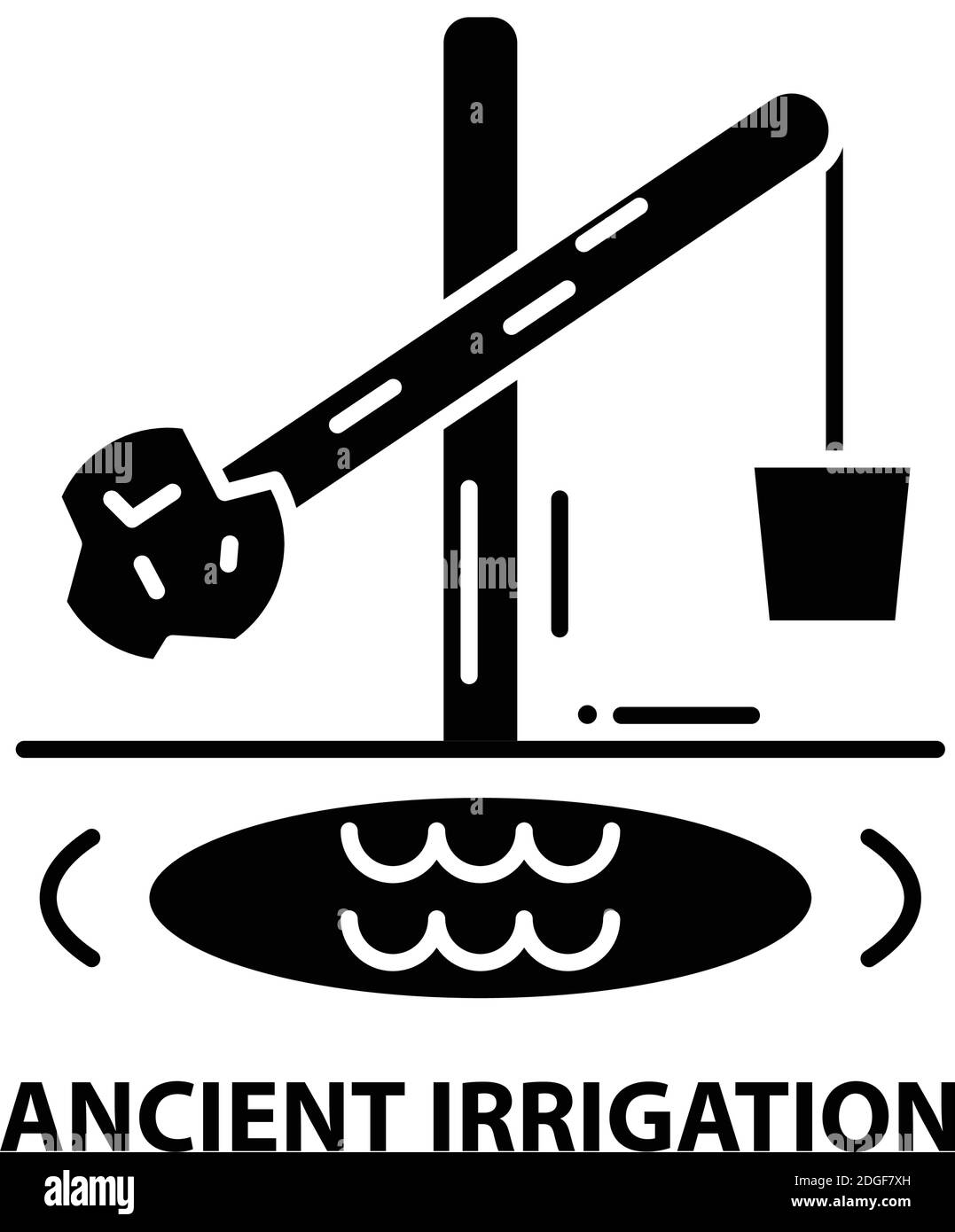 ancienne icône d'irrigation, signe vectoriel noir avec traits modifiables, illustration de concept Illustration de Vecteur