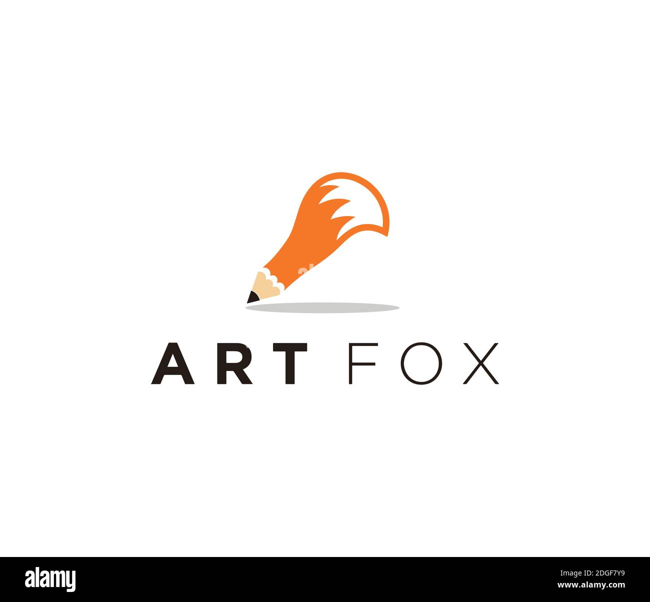 crayon créatif logo renard inspiration Illustration de Vecteur