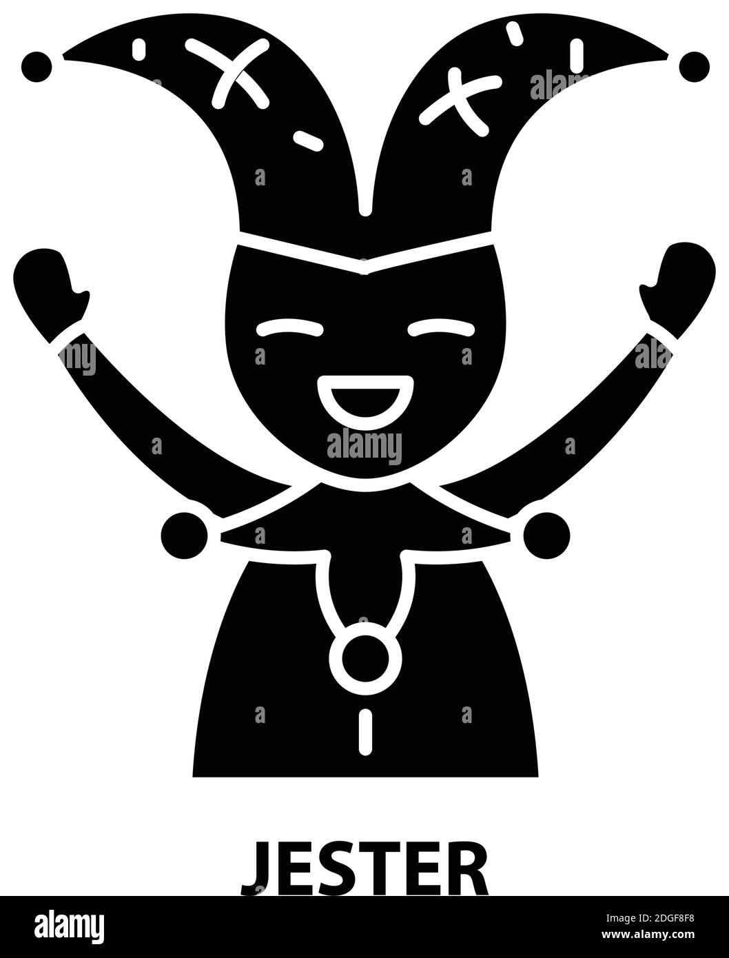 icône jester, signe vectoriel noir avec traits modifiables, illustration de concept Illustration de Vecteur