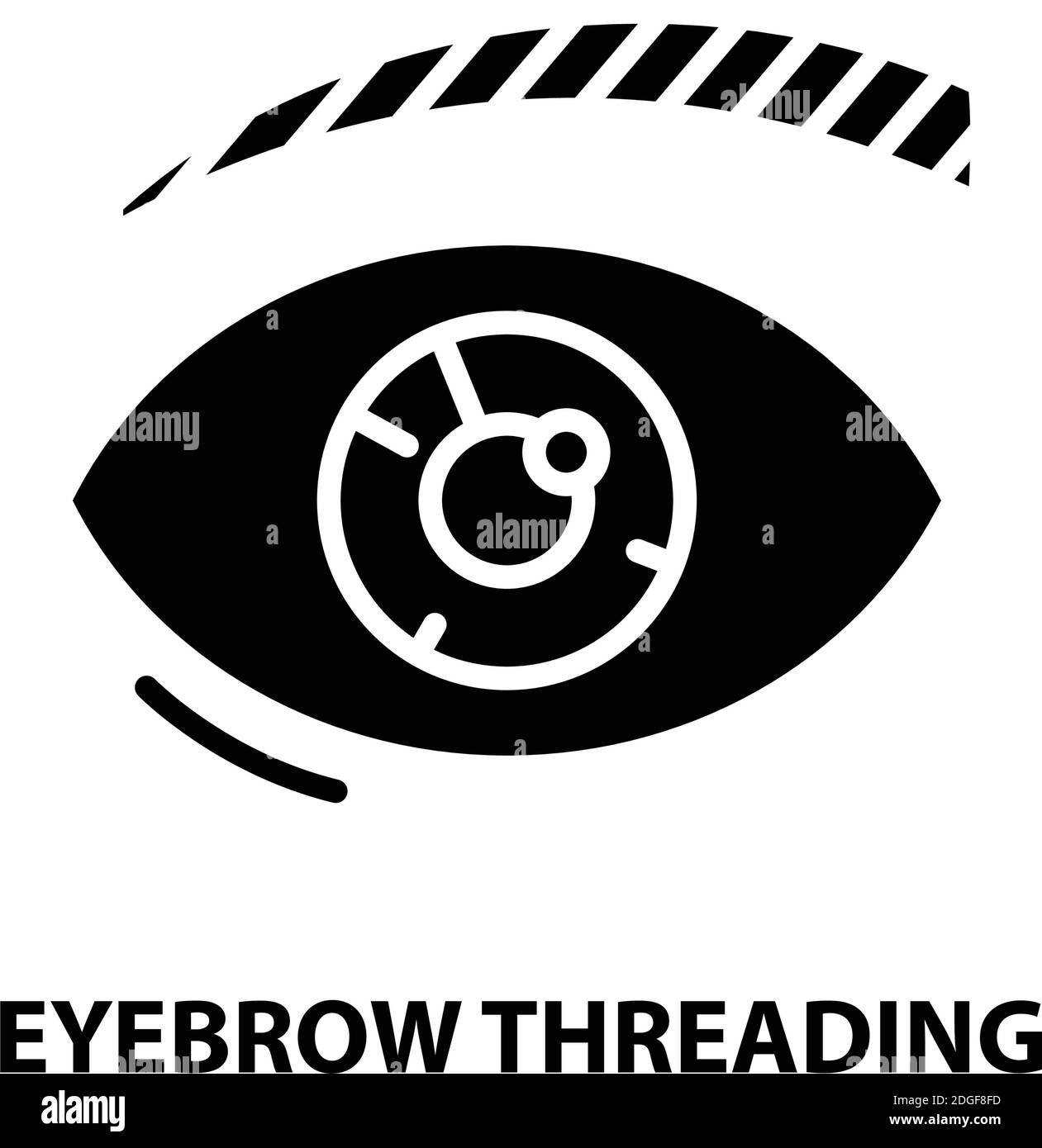 icône de filetage de sourcil, signe vectoriel noir avec traits modifiables, illustration de concept Illustration de Vecteur