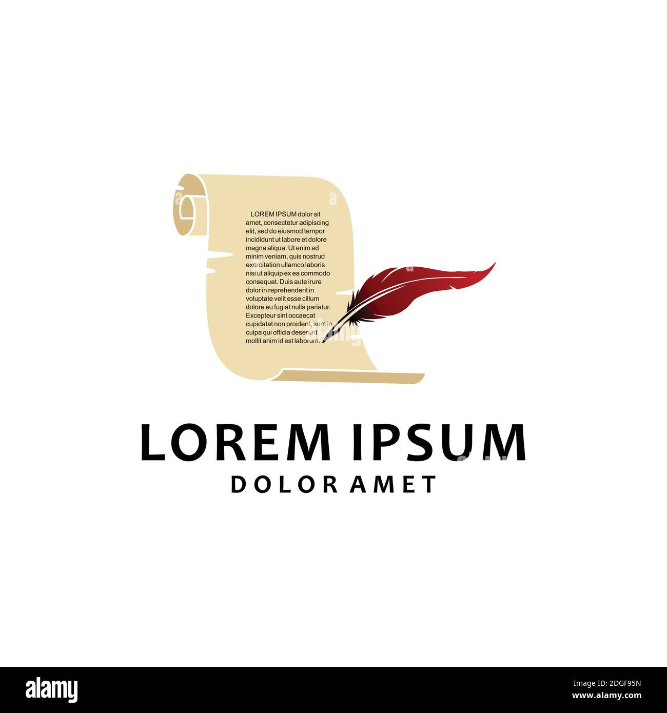 Motif symbole de rouleau de papier à plumes et de document Illustration de Vecteur