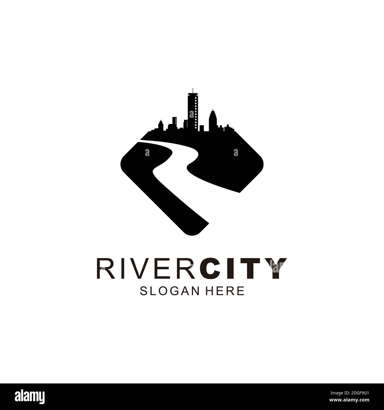 Modèle de logo River City Illustration de Vecteur
