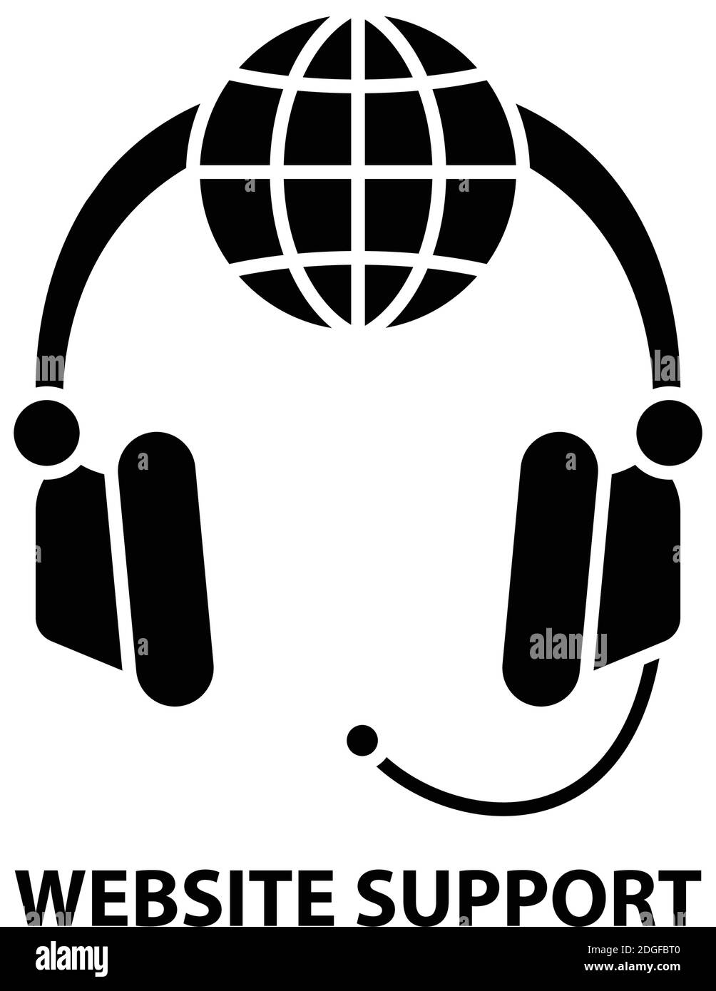 icône d'assistance du site web, signe vectoriel noir avec traits modifiables, illustration du concept Illustration de Vecteur